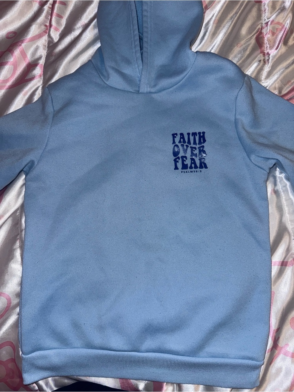 Faith Over Fear Light Blue kids Hoodie Sweatshirt